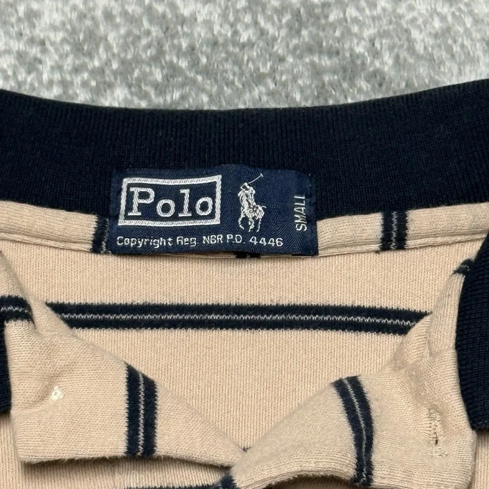 Vintage Polo Ralph Lauren Shirt Mens Small Beige Blue Striped
